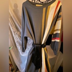 SEXY..VTG…”BRANDINI PLUS” CURVY WOMENS STRIPE MIDI DRESS..SIZE 18.5